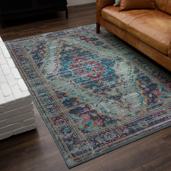 Bungalow Rose Menard Oriental Teal/Purple Area Rug & Reviews Wayfair